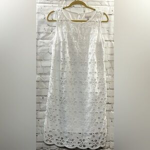 Charter Club White Eyelet Women's Summer Dress | Size 10 | Sleeveless